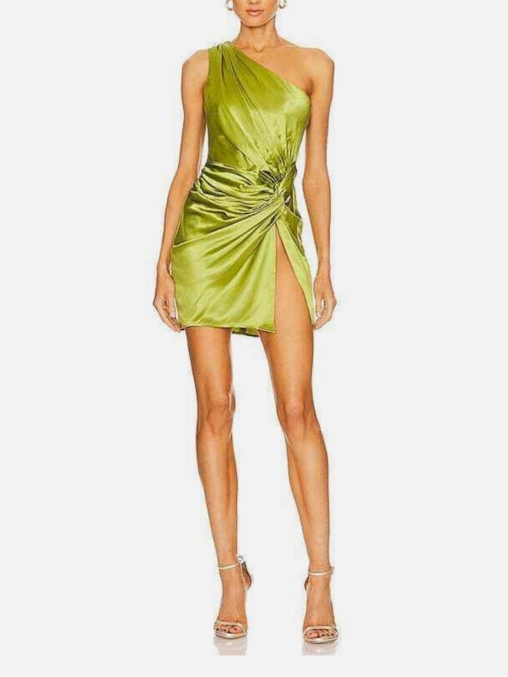 Sau Lee HEIDY ONE-SHOULDER Satin Mini Dress NEW